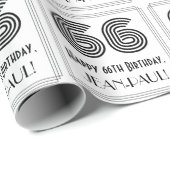 66番目の誕生日:インスパイアアールデコスタイル「66」 +名前 ラッピングペーパー (ロールコーナー)
