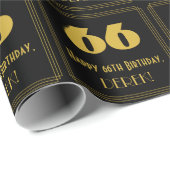 66番目の誕生日-インスパイアアールデコルック"66" & Name ラッピングペーパー (ロールコーナー)