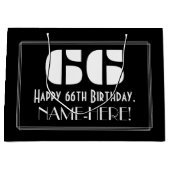 66誕生日インスパイア~アールデコルック"66" +名前 ラージペーパーバッグ (正面)