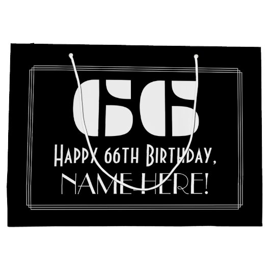 66誕生日インスパイア~アールデコルック"66" +名前 ラージペーパーバッグ (裏面)