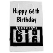 66誕生日ブラックオドメータ ミディアムペーパーバッグ (正面)