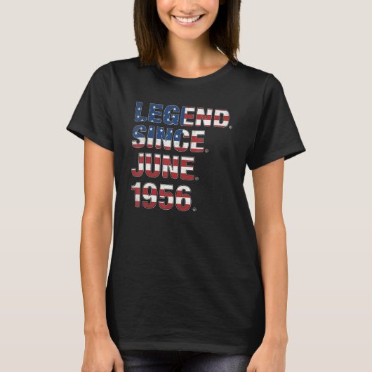 66誕生日伝説1956年6月以来アメリカ国旗66Y Tシャツ (正面)