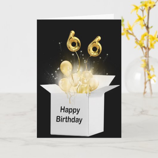 66誕生日風船（白） カード (黄色い花)