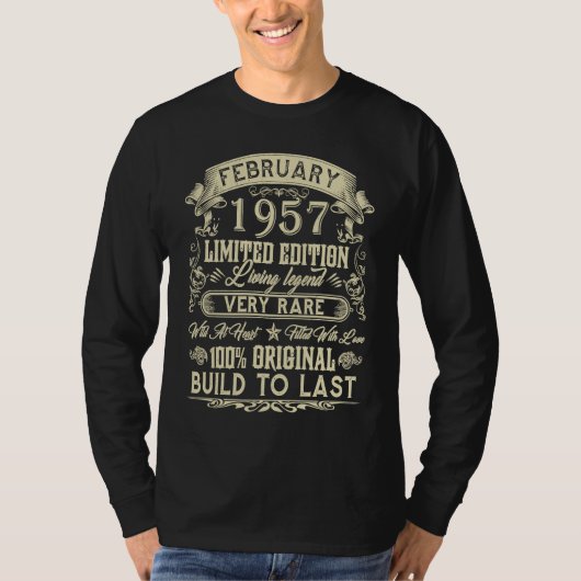 66誕生日66歳レトロヴィンテージ2月 Tシャツ (正面)