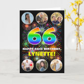 66誕生日:おもしろいレインボー#,名前をカスタムする&写真 カード (黄色い花)