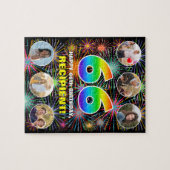 66誕生日:おもしろいレインボー#,名前をカスタムする+写真 ジグソーパズル (横)