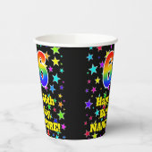 66誕生日:おもしろい星パターンと虹66 紙コップ (左)