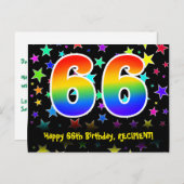 66誕生日:おもしろい星パターン，虹66，名前 ポストカード (正面/裏面)