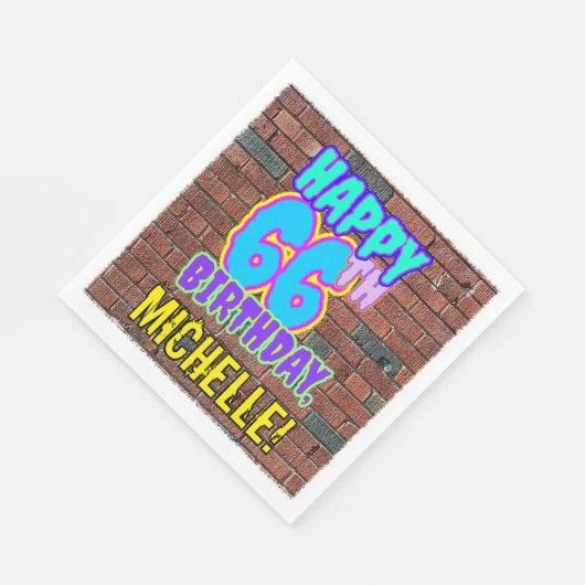 66誕生日～おもしろい、アーバングラフィティインスパイアルック スタンダードランチョンナプキン (角)