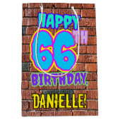 66誕生日:おもしろい、アーバングラフィティインスパイアルック ミディアムペーパーバッグ (正面)