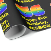 66誕生日:おもしろい、カラフルレインボーインスパイア# 66 ラッピングペーパー (ロールコーナー)