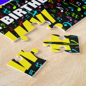 66誕生日:おもしろい、カラフル音楽シンボル、「66」 ジグソーパズル (側面)