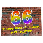 66誕生日:おもしろい、グラフィティインスパイアレインボーー# 66 ラージペーパーバッグ (正面)