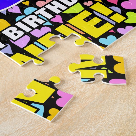 66誕生日—おもしろい、愛するハートシェイプ+「66」 ジグソーパズル (側面)