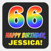 66誕生日:はっきりした,おもしろい,シンプルレインボー66 スクエアシール (正面)