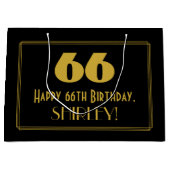 66誕生日— アールデコ刺激を受けたの検索「66」と名前 ラージペーパーバッグ (正面)