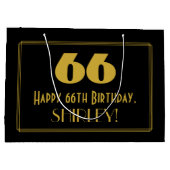 66誕生日— アールデコ刺激を受けたの検索「66」と名前 ラージペーパーバッグ (裏面)