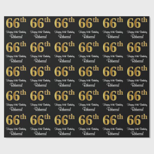66誕生日:エレガント豪華なフェイク金ゴールドルック# ラッピングペーパー (フラット)