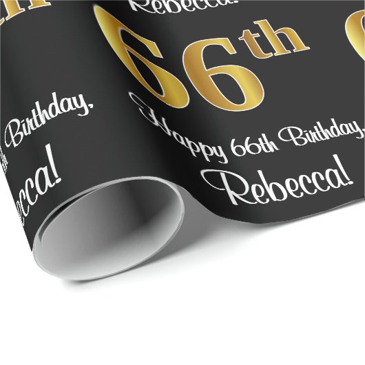 66誕生日:エレガント豪華なフェイク金ゴールドルック# ラッピングペーパー (ロールコーナー)