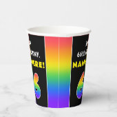66誕生日:カラフルレインボー# 66,名前をカスタムする 紙コップ (右)