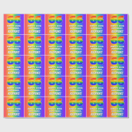 66誕生日: カラフル、おもしろいレインボーパターン# 66 ラッピングペーパー