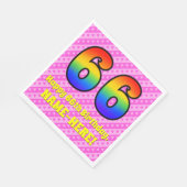 66誕生日：ピンクストライプのハート、レインボー# 66 スタンダードランチョンナプキン (角)