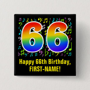 66誕生日:ミュージカラフルックシンボル,レインボー66 缶バッジ