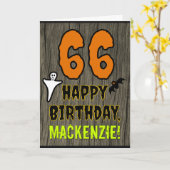 66誕生日:不気味ハロウィーンテーマ、名前をカスタムする カード (黄色い花)