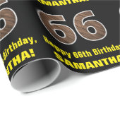 66誕生日:名前フェイク&木目パターン「66」 ラッピングペーパー (ロールコーナー)