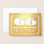 66誕生日：名前+アールデコインスパイア外観"66" 箔カード (封筒付き正面)