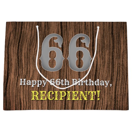 66誕生日: Country インスパイア Western  Look, Name ラージペーパーバッグ (正面)