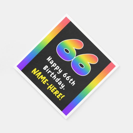 66誕生日: Rainbow Spectrum # 66,名前をカスタムする スタンダードランチョンナプキン (角)