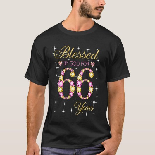 66賛美歳の66誕生日で神によって Tシャツ (正面)