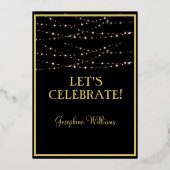 660エレガント誕生日黒実在金ゴールド 箔招待状 (裏面)