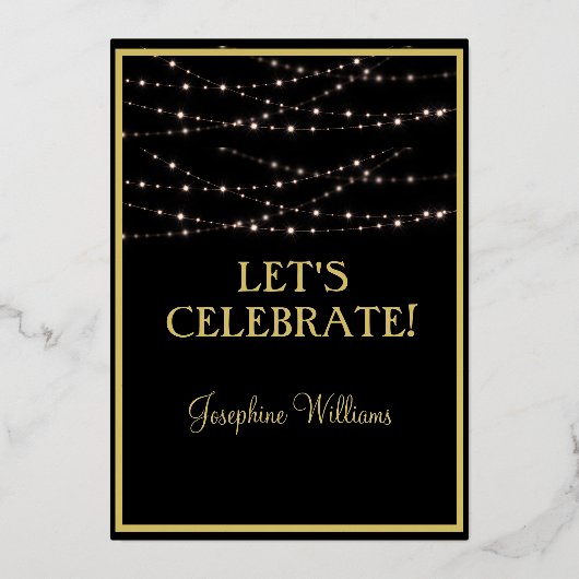 660エレガント誕生日黒実在金ゴールド 箔招待状 (裏面)