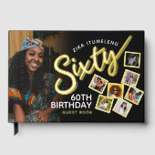 660歳の誕生日の写真ブラック・金ゴールド・ゲストブック ゲストブック (正面)