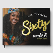 660歳の誕生日の写真ブラック・金ゴールド・ゲストブック ゲストブック (正面)