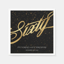 660紙吹雪書エレガント金ゴールド黒 スタンダードカクテルナプキン