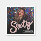 660誕生日カスタムフォトスクリプトピンク スタンダードカクテルナプキン (正面)