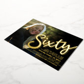 660誕生日カスタムフォトスクリプト金ゴールド 箔招待状 (回転した状態)