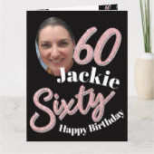 660誕生日フォトスクリプトバラピンク カード (正面)