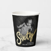 660誕生日フォトスクリプト黒金ゴールド色 紙コップ (裏面)