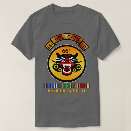 661番目のタンク駆逐艦Bn wスクロールEUR SVC WWII Tシャツ (デザイン正面)
