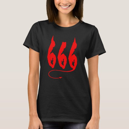 666 Mark Of the Beast Satanism Sinner Devil Horns  Tシャツ (正面)