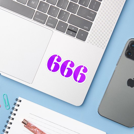 666 (purple) シール (ノートパソコンとiPhone)
