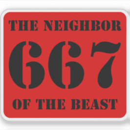 667 The Neighbor Of The Beast (black on red) シール