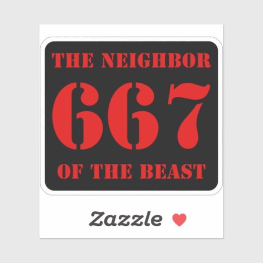 667 The Neighbor Of The Beast (red on black) シール (シート)