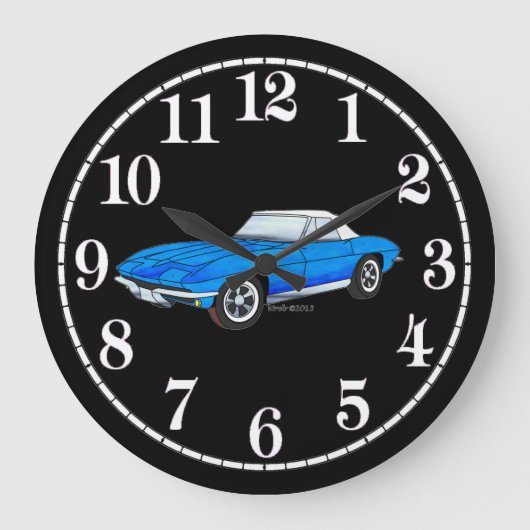 66 Vette -白いダイヤル ラージ壁時計 (正面)