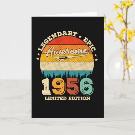 66 Year Old Awesome Since 1956 66th Birthday Gift カード (黄色い花)