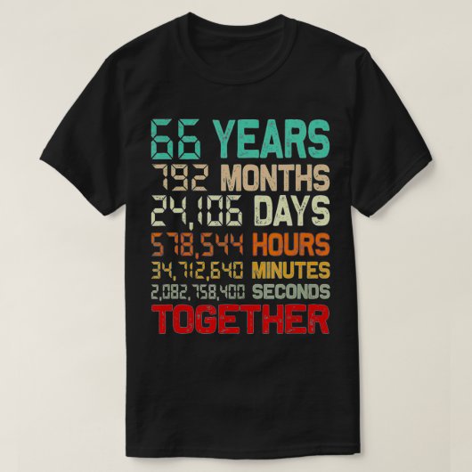 66 Years Together Couple Matching 66th Wedding Ann Tシャツ (デザイン正面)